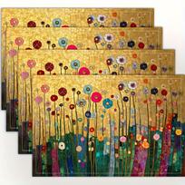 4pcs Gustav Klimt Golden Floral Placemats – Artistic Design, 12x18in, Ideal for Dining, Kitchen, Parties & Home Decor 30x45cm-4PC