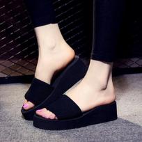 Summer Women's Wedge Slippers, Beach Slippers, Sandals, Women's Non-slip Women's Sandals 35 juoda