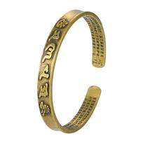 Traditional Tibetan Mantra Bangle Oxidized Brass Chain Bracelet With Resizable Fit And Cultural Symbolism 1