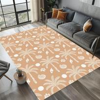 Bohemian Coastal Palm Area Rug for Bedroom Living Room Office Non Slip Washable Floor Mat Home Decorative Soft Carpet 40X60CM
