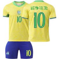 Youthful Children Adults Football Jerseys Sport Training Jersey Set With Socks 24/25 Brazil Home #10 Neymar JR 16