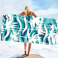 Blue Green White Abstract Palm Leaf Beach Towel Modern Geometric Pattern Quick Dry Microfiber Towel  50x100cm
