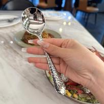 Stainless Steel Spoon Creative Hammer Pattern Dessert Spoon Eating Rice Spoon Drinking Soup Spoon Coffee Spoon Tea Spoon