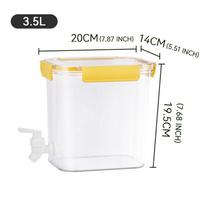 Plastic Drink Dispenser With Spigot Fruit Teapot Portable Water Container  Kitchen Yellow-3.5L