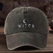 Unisexs Gothic Bat  Witch Lettering Print Baseball Cap  Adjustable Snapback Hat Suitable for Themed Events Casual Wear  Season 1pc