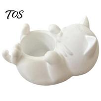 Student Desk Decorations 3D Fortune Cat Storage Box, Cute Money Jewelry Organizer Healing Figurine for Rings, Mini Planter Home Decor Figurine, balta