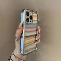 Silicone Shockproof Phone Case IPhone 16 Pro 15 Plus 14 13 With Frame Rainbow Design Full Coverage Bumper iPhone 16
