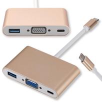 Hub usb 3.1 typ c na usb 3.0 / vga / usb-c złoty gold adapter konwerter