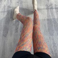 Rainbow Fishing Net Socks, Fashionable High-Waisted Tights, Colorful Pantyhose, Gradient Color Party Stockings One Size