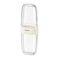 Ventilated Bottom Portable Mouthwash Cup Rounded Rim Toothbrush Holder Cup  Travel Trip Beige 2 cups