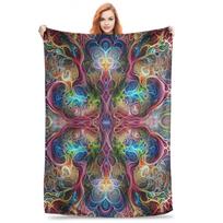 Organic Fractal Patterns Blankets Super Soft Flannel Sofa Throw Blanket for Couch Bedding Outdoor Throws Bedspread Quilt Size: 75*100cm, Weight: 230 GSM