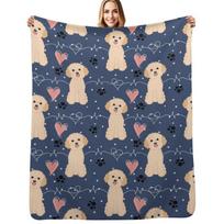 LOVE Apricot Toy Poodle Throw Blanket Soft Warm Blanket Gift for Men Women Adults Size: 75*100cm, Weight: 230 GSM