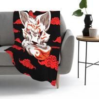 Okami Amaterasu Ultra-Soft Micro Flannel Blanket Japanese Fox Throw Blanket for Couch Sofa Bed Living Room Animal Themed Blanket Size: 75*100cm, Weight: 230 GSM