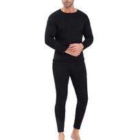 1 komplektas Vyriški žiemos terminio apatinio trikotažo komplektas Pastorintas Stay Warm Slim Fit Patogus patvaraus audinio viršutinis kelnių kostiumas XL juoda