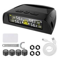 Universal Tyre Temperature Monitor USB / Solar TPMS Automobile Accessories Car Tire Pressure Monitoring System Digital Display Black