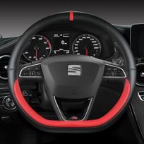 For Seat Leon Cupra R Leon ST Cupra Leon ST Cupra Ateca Cupra Ateca FR Car Steering Wheel Cover PU Leather Auto Accessories RED O SHAPE