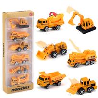 6 vnt./rinkinys Stumdomas inžinerinis automobilis 1:64 Mini lydinio žaisliniai automobiliai, ekskavatoriai, kranai, buldozeriai, statybinių transporto priemonių modeliai berniukams, vaikams, dovanos orange