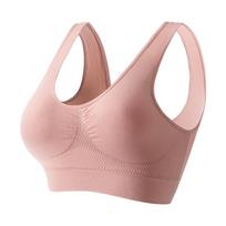 Women's Plus Size Wireless Seamless  Wide Strap Full Coverage Comfort Everyday Bra S rožinė