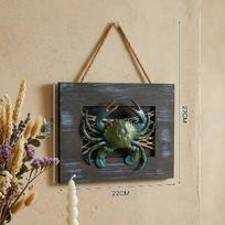 Rustic Coastal Crab & Lobster Wall Art, Wooden Nautical Hanging Decor With Fishing Net 2 Styles A