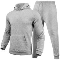 Tracksuit Men Two Pieces Set Mens Sportswear Male Jacket Hoodie And Pants Sweatsuit Hoodies+Pants S pilka