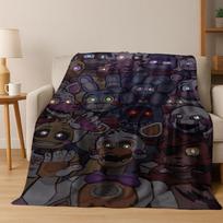 3D F-FNAF Game Cartoon Flannel Blanket Soft Warm Throw Blanket for Bed Bedroom Room Living Room Travel Camping Picnic Gift 75x90cm