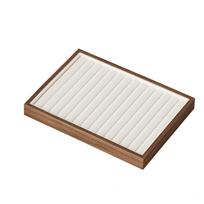 Velvet Wood Rings Tray 28 Grids Jewelry Display Tray Multipurpose Ring Earring Holder  Home Style4
