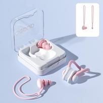 Reusable Swimming Earplugs Nose Clip Set Silicone Swimming Ear Plugs  Pool Accessories rožinė