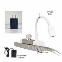 Nešiojama UV blakstienų lempa Mini gooseneck UV LED šviesa Blakstienų priauginimo pincetai Grožio salonas black EU