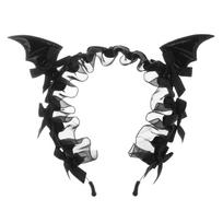 Ruffled Style Bat Ears Headband Bowknot Design Cosplay Hair Band  For Girls Y2K Style