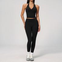 New Cream Yoga Suit Grinding Deep V Neck High Waist Slim Hip Lifting Sports Yoga Suit Women S