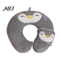 Neck Support Travel Pillow 1 Set U-Shaped with Eye Mask, Pillow, Cute Animal Comfort Design, for Road Trip Flight Pain Relief Portable