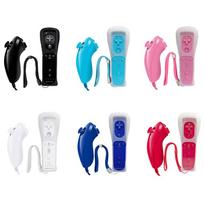 WII Remote and Nunchuck Set with Accelerator, Silicone Case, Wrist Strap, Left & Right Handles for Nintendo Wii Console Hy-6203p white