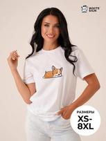 Oversized cotton T-shirt with  Sleeping Corgi  print M