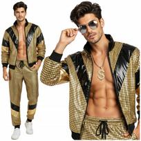 80-ųjų sportinis kostiumas persirengimas retro sportiniai kostiumai kostiumas disco bluza vintage xxl black