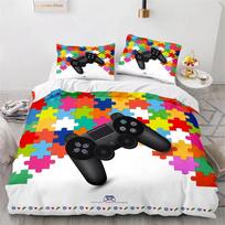 Honeycomb Gamepad Duvet Cover Cartoon Game Controller Comforter Cover Microfiber Geometric Bedding Set Full For Boys Girls Room 135x200cm