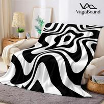 Juodai baltas sūkurinis flanelinis pledas Šiltas minkštas Helovino Kalėdų Sofa Šiltas jaukus Dekoratyvinis Dekoras Dovana visiems sezonams Size: 75*100cm, Weight: 280 GSM white