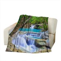 Tropical Beach Throw Blanket Island Bay Coconut Palm Tree Landscape Ocean Sea At Sunset Flannel for Bed Couch Sofa Super Soft Size: 75*100cm, Weight: 230 GSM