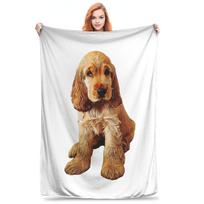 Gold Cocker Spaniel Puppy Dog Blankets Breathable Flannel Sofa Throw Blanket for Home Bedroom Office Throws Bedspread Quilt Size: 75*100cm, Weight: 230 GSM