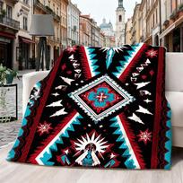 Amerikos indėnų genties deimanto žvaigždės flanelės pledas, tradicinis pietvakarių lovatiesė dekoruoti sofai, lovai Size: 75*100cm, Weight: 230 GSM gray