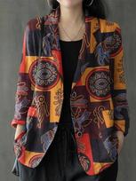 Autumn and winter new product retro printing loose retro small suit S