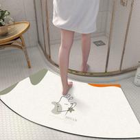 Diatom Mud Floor Mat Arc-shaped Dirt-resistant Non-slip Mat Household Moisture-wicking Top Bathroom Floor Mat Bathroom Door Simple Foot Rug 40 * 75cm