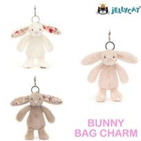 Jellycat rabbit white brown pink blossom. Bashful key holder keychain charm bag charm. Officially imported plush toy soft safe children adults stylish