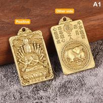 Chinese Zodiac Guardian God Pendant Buddha Bodhisattva Pendant Lucky Amulet Double-Side Alloy Key Chain Pendant Accessories