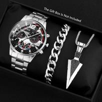 3-Piece Men'S Watch Set Men'S Fashion Quartz Pointer Watch Set sidabras
