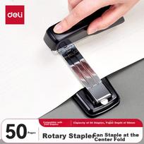 Deli (Deli) [Super Popular] 12#50-Page Rotating Stapler, Thick Layer Binder, Detachable Office Supplies for Center Binding, Black 0414S