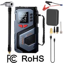 Wireless Portable Car Emergency Device: Integrated Jump Starter, Air Compressor/Pump with Tire Pressure Monitoring EVA Storage bag H06