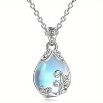 Elegantiškas mėnulio akmens lašo formos pakabukas ant kaklo, tinkantis kasdieniam dėvėjimui ir kaip dovana Women's Pendant Necklace gray