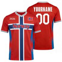 2026 Norway Flag Print Football Jersey Customizable Name Number Quick Dry Sports Tees Tranning Tops For Soccer Fans Wholesale S