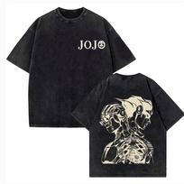 2026 Hot Sale Vintage Washed TShirt Men JoJo Bizarre Adventure Gyro Zeppeli Streetwear T-shirt Anime Print Cotton Casual Short Sleeve Tshirt Top Tee L