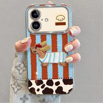 Silicone Phone Case IPhone 16 Pro With Detachable Lanyard Cartoon Dog Stripe Design Full Coverage Shockproof iPhone 16